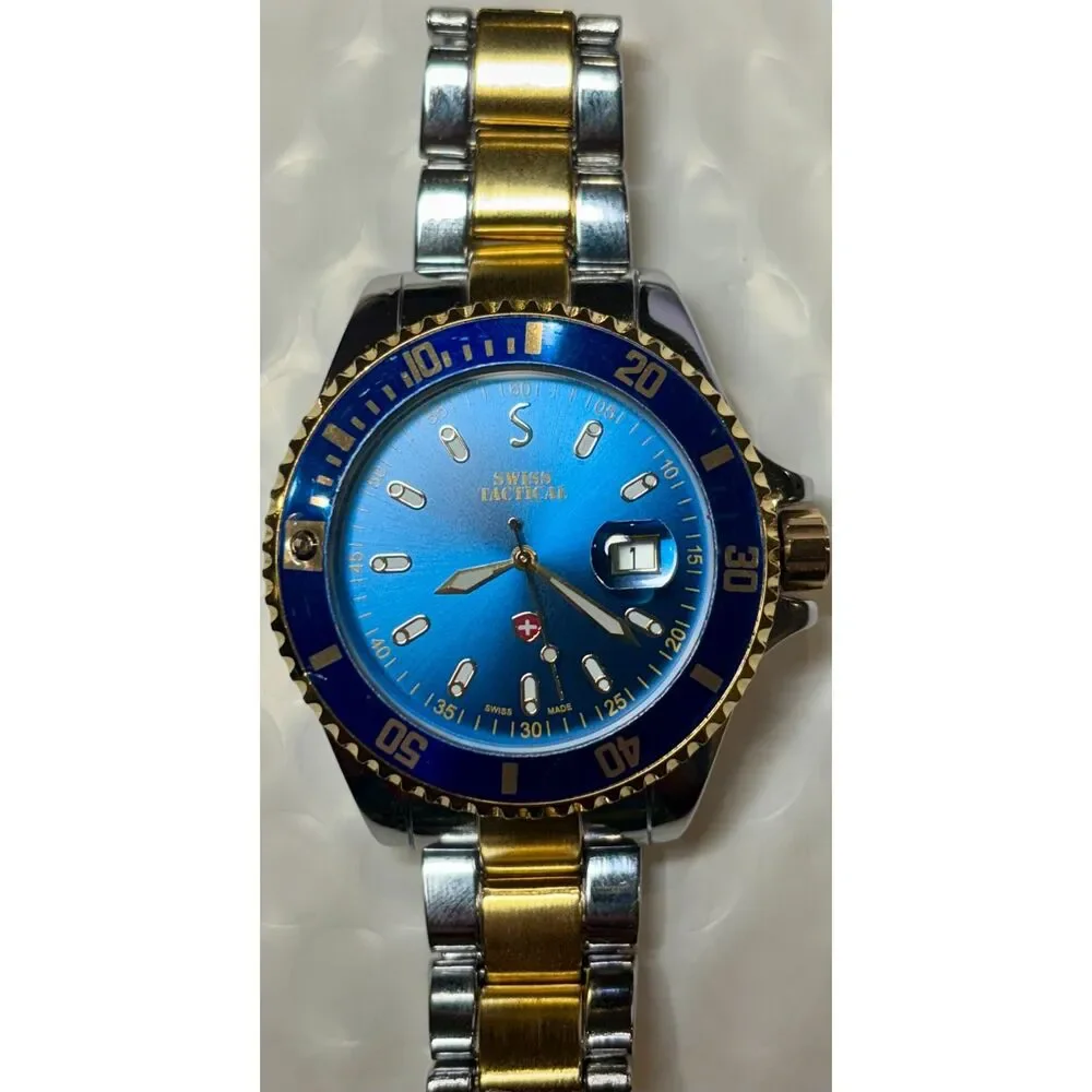 Men's Stauer Swiss Tactical Two-Tone Diver Watch